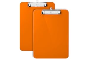 Mr. Pen- Plastic Clipboard, 12.5" x 9", 2 Pack, Orange Clipboard Plastic, Low-Profile Metal Clip with Retractable Hanging Hole