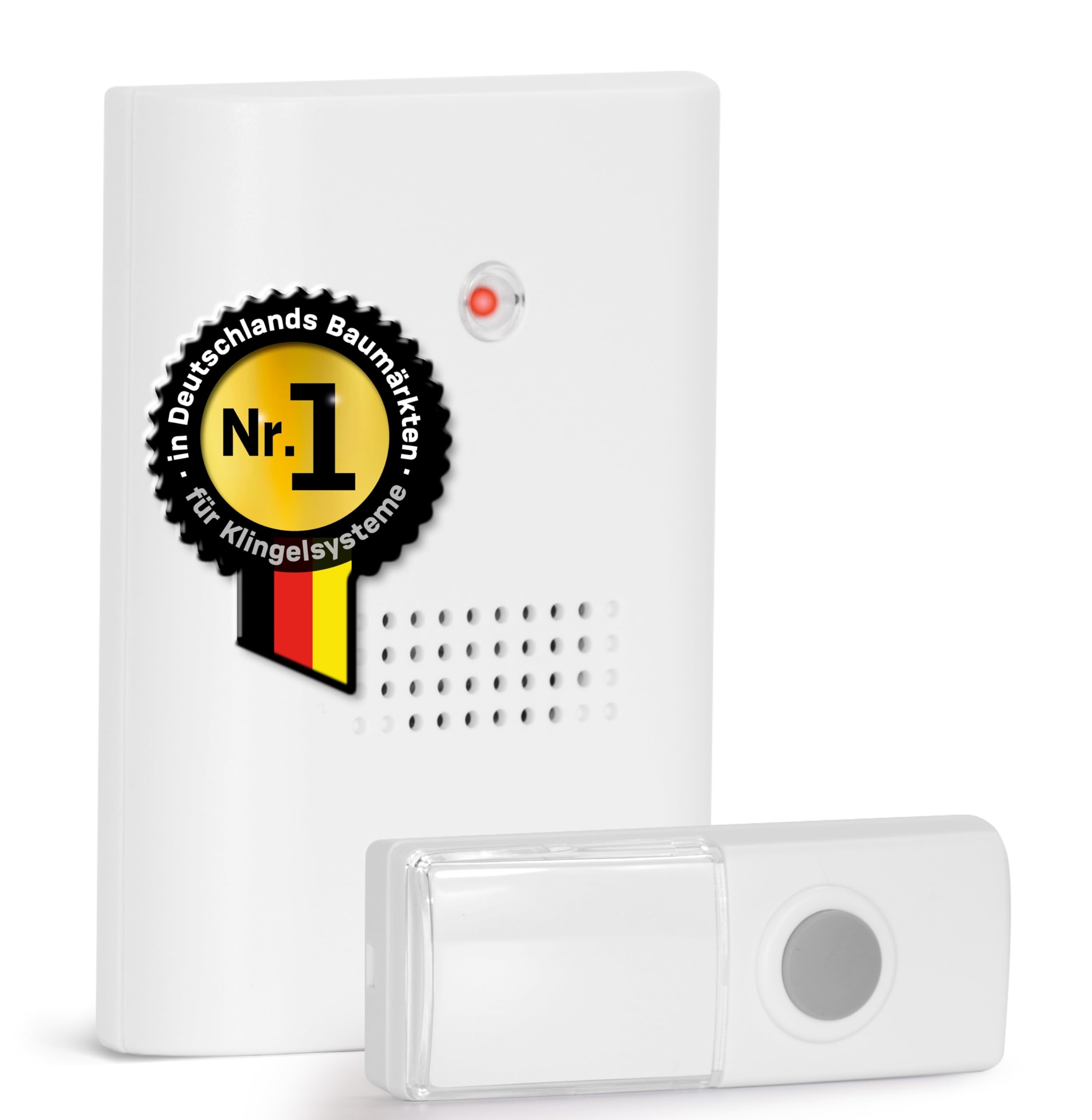 HEIDEMANN Wireless Bell Set HX One - Expandable Bell - Battery Operated - Wireless Bell - Includes Transmitter & Receiver - HX Doorbell - White