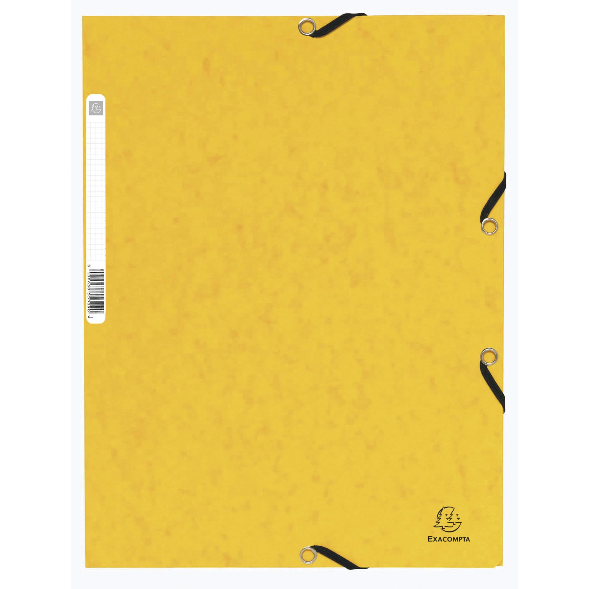 Exacompta - Ref 55309E - Elasticated 3-Flap Folders - Suitable for Holding A4 Documents, 355gsm Glossy Card, Label on Back for Identification - Yellow (Pack of 10)