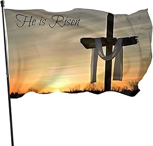 CELILIN Jesus Christ He is Risen Christian Flag 3' X 5' Indoor Outdoor Banner Home Garden Decoration