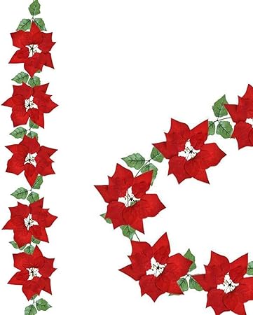 Immagini Agrifoglio Di Natale.Yqing Ghirlanda Natalizia Di Stelle Di Natale Rosse Con Foglie Di Agrifoglio Decorazione Per Porta D Ingresso Amazon It Casa E Cucina