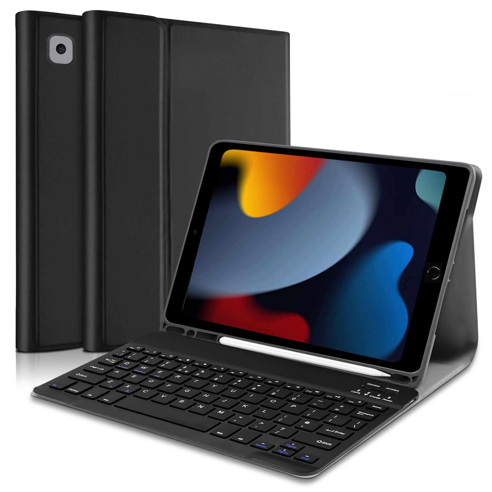 tititinita Slim Smart 10.2 inch Case with Bluetooth Keyboard for iPad 10.2 (2021)/9th Gen (2020)/7th Gen (2019), Air 3, Pro 10.5 (Black)