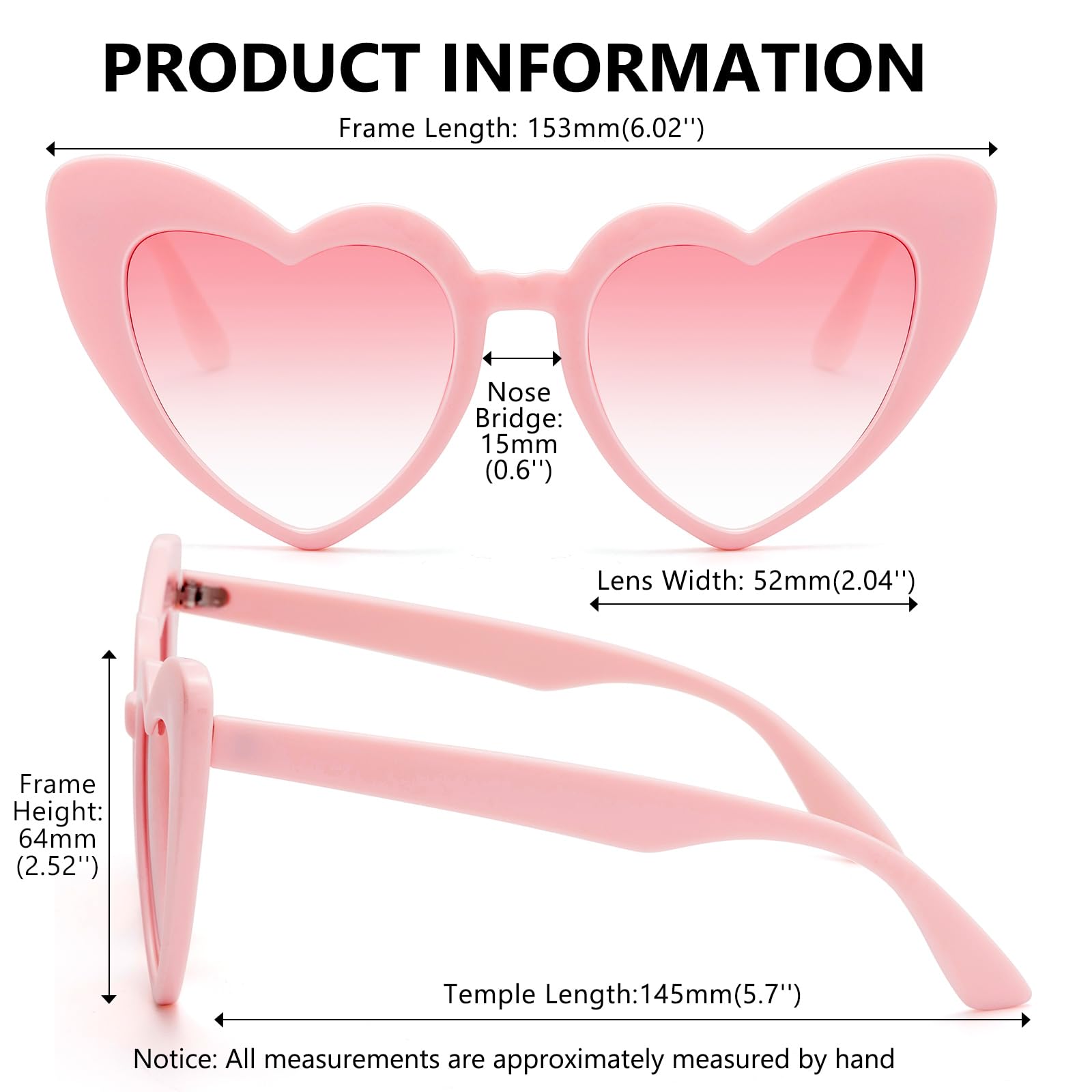 LIKSMU Heart Sunglasses for Women Trendy Cat Eye Love Shaped Sunglasses Vintage Lovely Retro Cute Sun Glasses