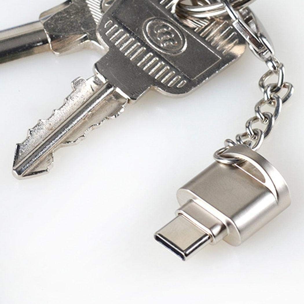 wergem Mini Portable Mit Fallschnalle Metall TF Card Typ C Kartenleser Externe Kartenlesegeräte