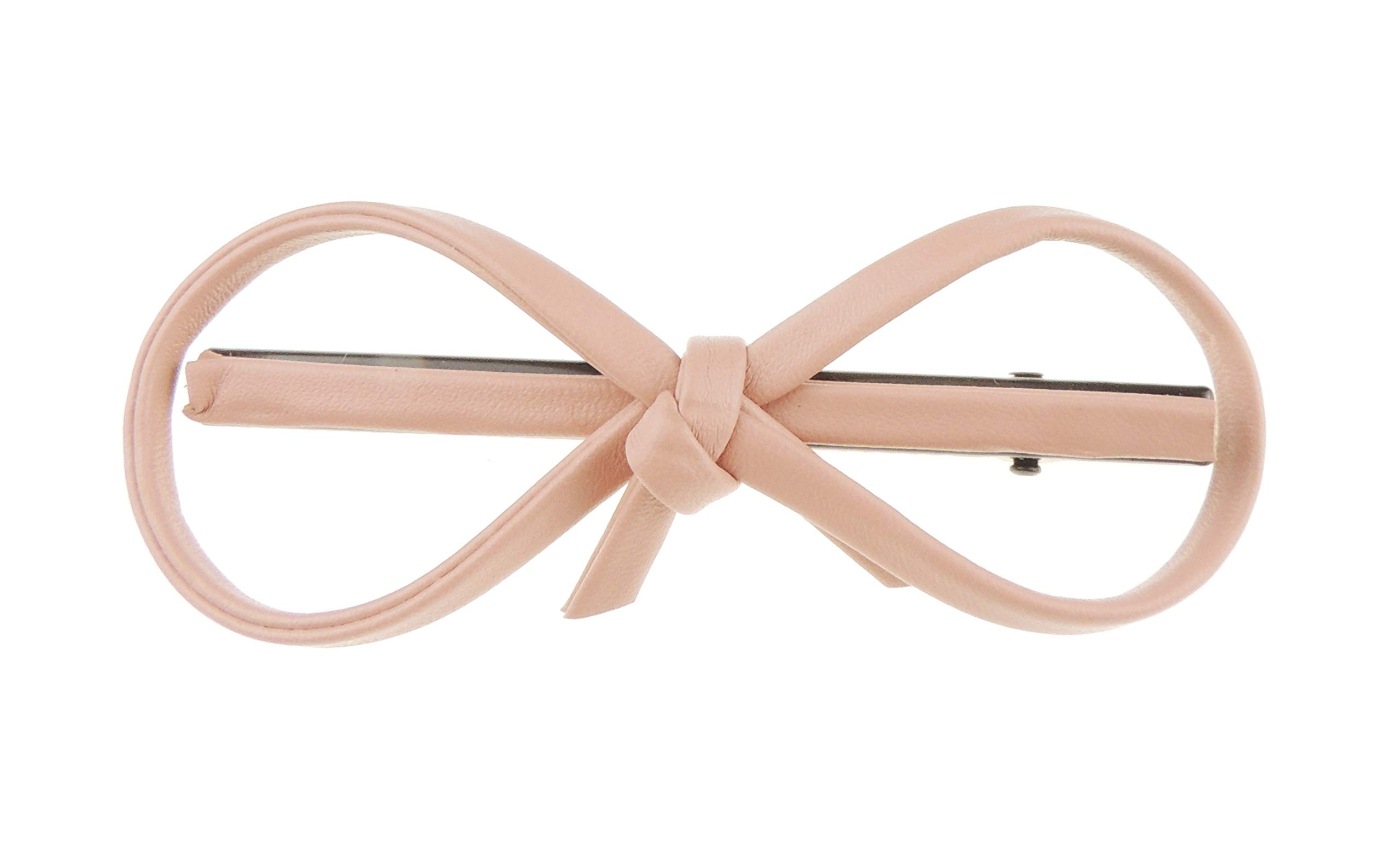 Girls Ladies Leather Look Bow Hair Croc Alligator Beak Clip (Pink)