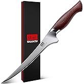 SHAN ZU Fillet Knife 7 inch, Razor Sharp Boning Knife for Meat in 10Cr15Mov Japanese High Carbon Steel Fish knife, Professional Kitchen with Flexible Blade and Ergonomic Pakkawood Handle