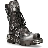 NEW ROCK Boots 591 Flame Metallic Leather Men's Goth Punk Biker Fashion