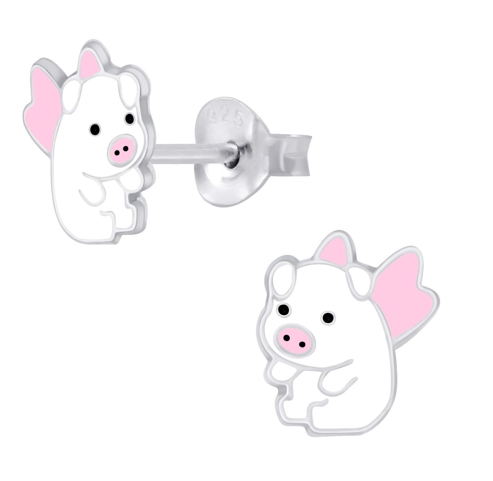 Flying Pig Piglet Earrings - 925 Sterling Silver