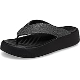 Crocs Women Getaway Platform Flip Flops, Wedge Sandals for Women, Black Glitter, 5 Women