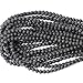 Qiwan Natural String of Jewellery Stones, Round Loose Beads for DIY Jewelry Making, 1 Strand/15 Inches (Black Lava Stone Gemstone, 6mm)