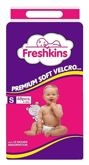 Freshkins Taped Diaper (Small, 48 Unit, White)