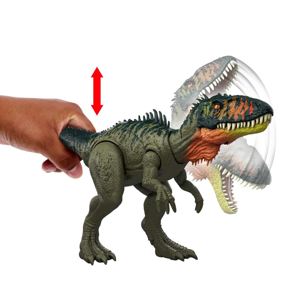 Mattel Jurassic World Rebirth Gigantic Thrashers Tyrannotitian Dinosaur Figure Toy, 2 Tail Activated Rampage Attacks, Digital Play