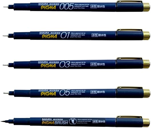 Amazon サクラクレパス 水性ペン ピグマ 5種セット 黒 Esdk 5 49 文房具 オフィス用品 文房具 オフィス用品