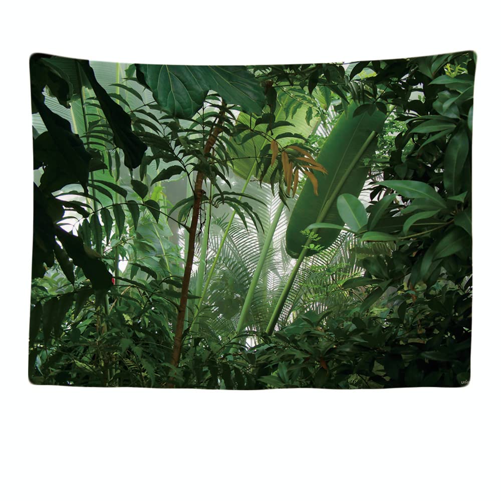 Ulticool – Decorative Wall Tapestry Bedroom - Tropical Forest Nature Eco Green Plants - 200 x 150 cm Large – Fabric Wallpaper – Tapestry Aesthetic Wall - Panoramic Decoration