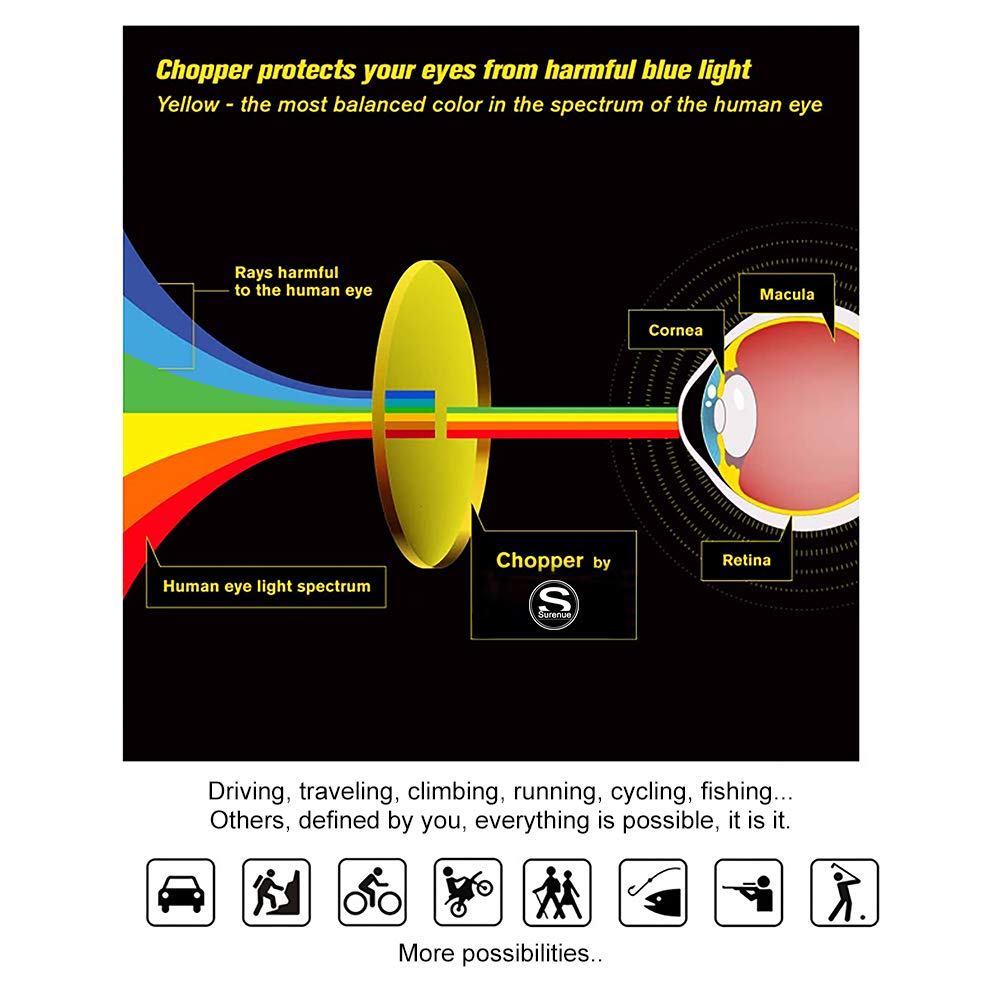 Surenue night driving glasses anti glare sport polarized Yellow Tint Polycarbonate Lens Safety Sunglasses Men Women (Black-YS)