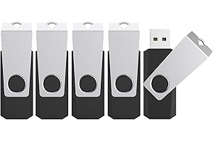 TOPESEL 5 Pack 32GB USB 3.0 Flash Drives Memory Stick Swivel Thumb Drive Memory Stick Jump Drive (32G,Black)