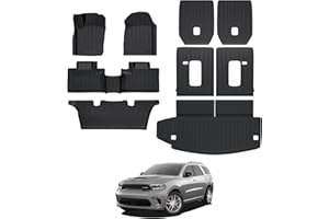 CARESA Floor Mats Cargo Liner Seat Back Covers 2nd 3rd Row for 2016-2023 Dodge Durango Accessories, All-Weather TPE Full Set MAT Fit 2nd Row Bucket Seat (6-Passenger)