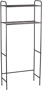 Home Basics 2 Tier Over The Toilet Bathroom Space Saver, Metal Bathroom Shelf Storage Unit, Anti-rust (Bronze)