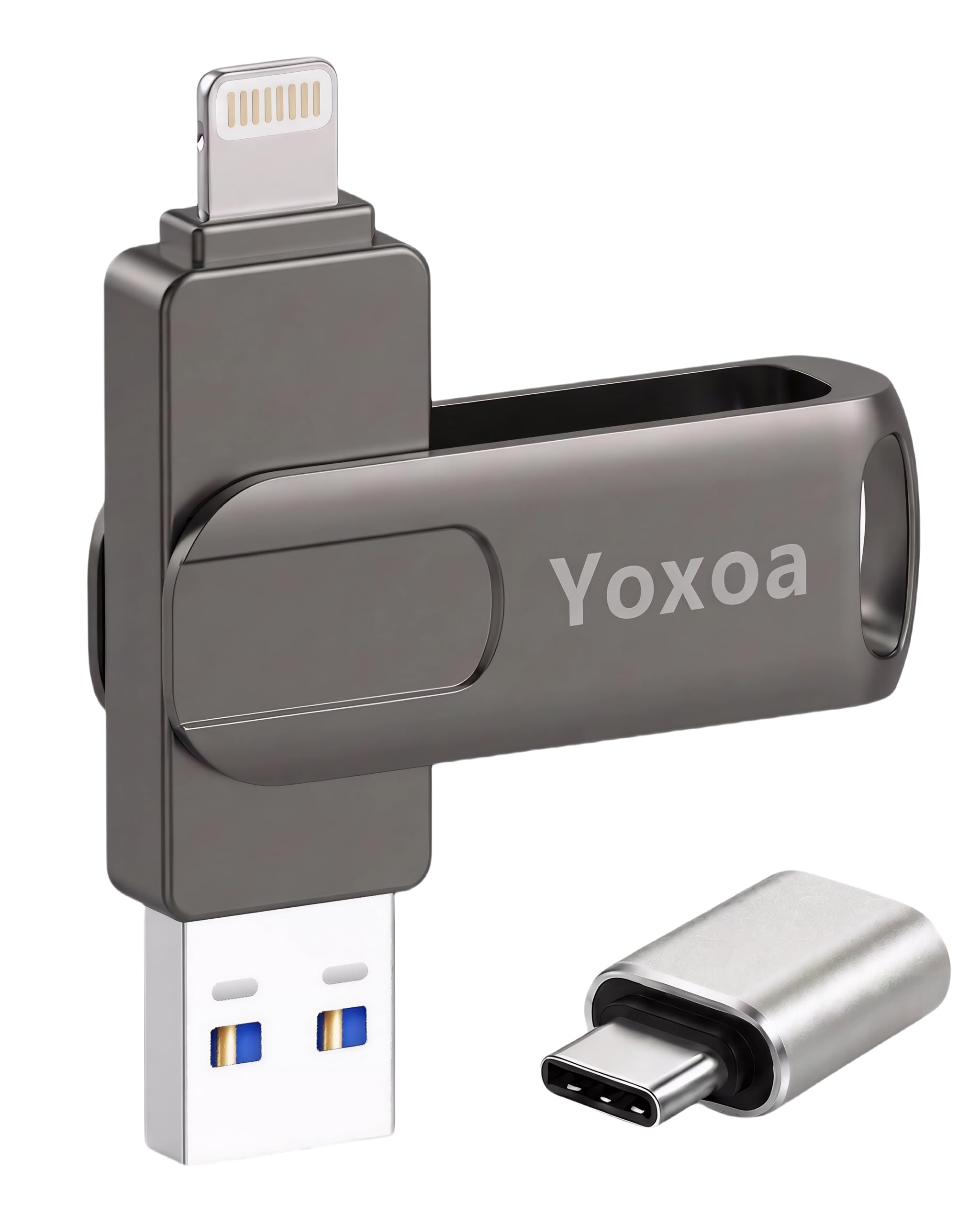 Photo 1 of MFi Certified 512GB Flash Drive for iPhone & iPad, High-Speed Photo Stick for External Memory Storage, Backup & Transfer Files, USB Stick for iPhone/iPad/iOS/Android/PC (Available Space: ~484GB)Black