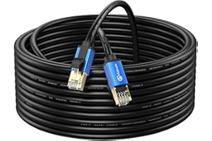 Cat7 Ethernet Cable 50ft, Abireiv Cat7 Outdoor Cable Triple Shielding SSTP 10Gbps 600MHz Ethernet Patch Cable for Modem Route