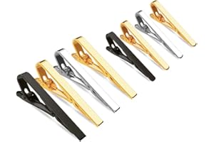 8 Pack Tie Clip for Men Roctee Tie Bar Clip Set Formal Business Men's Necktie Clips Shirts Men Slim Tie Pin Clamp, Gold Silver Black, New and Fashion