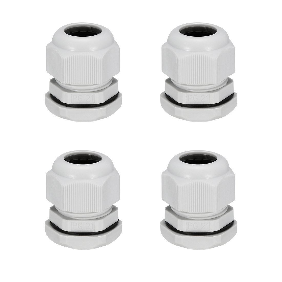sourcing map 4Pcs PG21 Cable Gland Waterproof Connector Plastic Wire Glands Joints White for 13-18mm Dia Wires