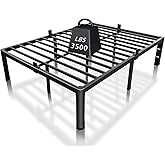 ROIL 14 inch Full Size Bed Frame with Headboard Hole and Round Corner Legs Mattress Retainers 3500LBS Heavy Duty Steel Slats No Box Spring Needed Platform Noise-Free Underneath Storage