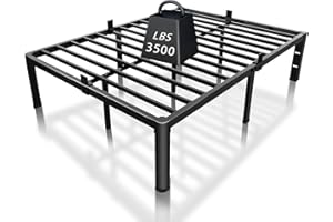 ROIL 14 inch Full Size Bed Frame with Headboard Hole and Round Corner Legs Mattress Retainers 3500LBS Heavy Duty Steel Slats No Box Spring Needed Platform Noise-Free Underneath Storage