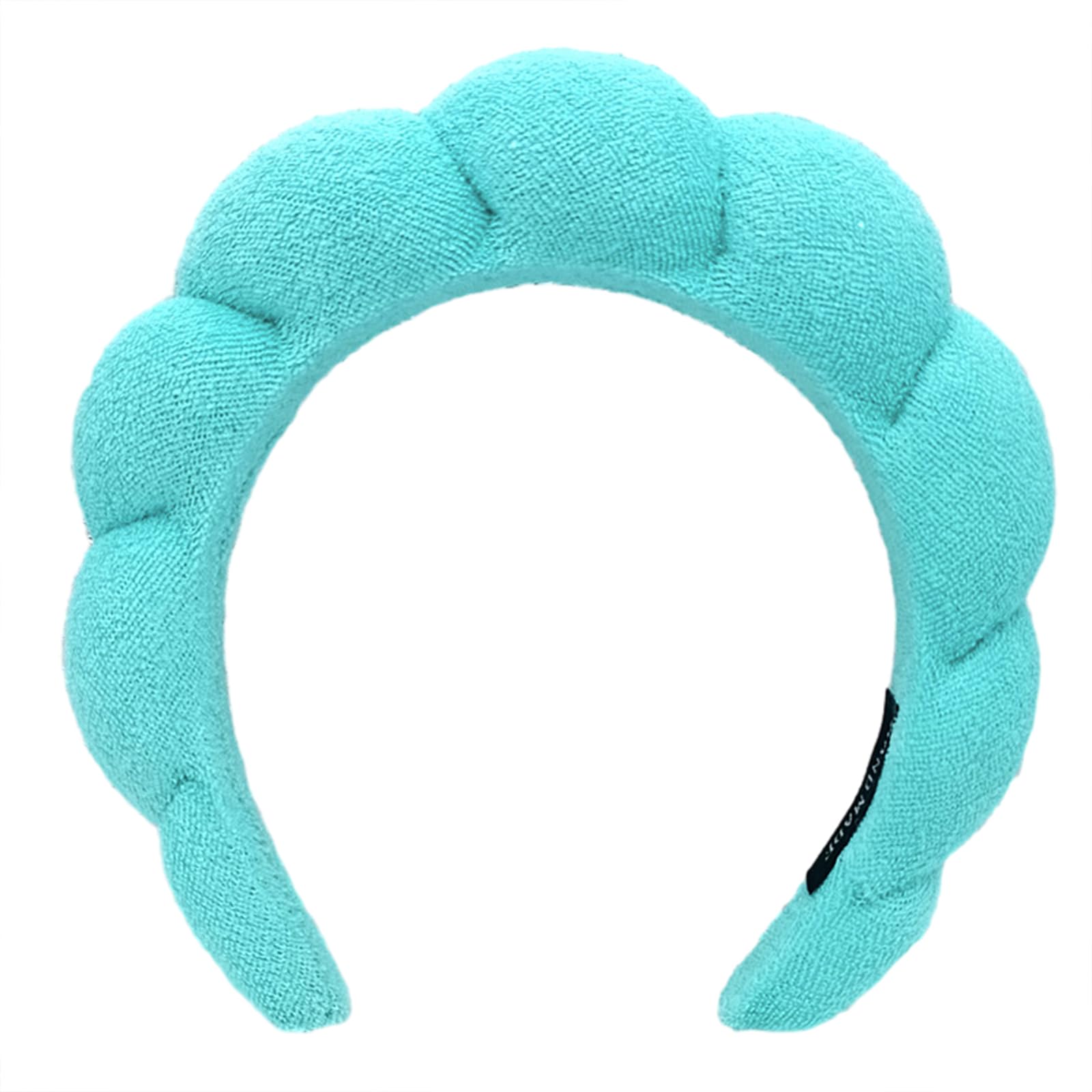 Ycfish Puffy Makeup Headband Spa Headbands for Women Sponge & Terry Towel Cloth Fabric Cute Skincare Headband for Face Washing, Makeup Removal, Shower, Facial Mask (Blue-green) — image 1