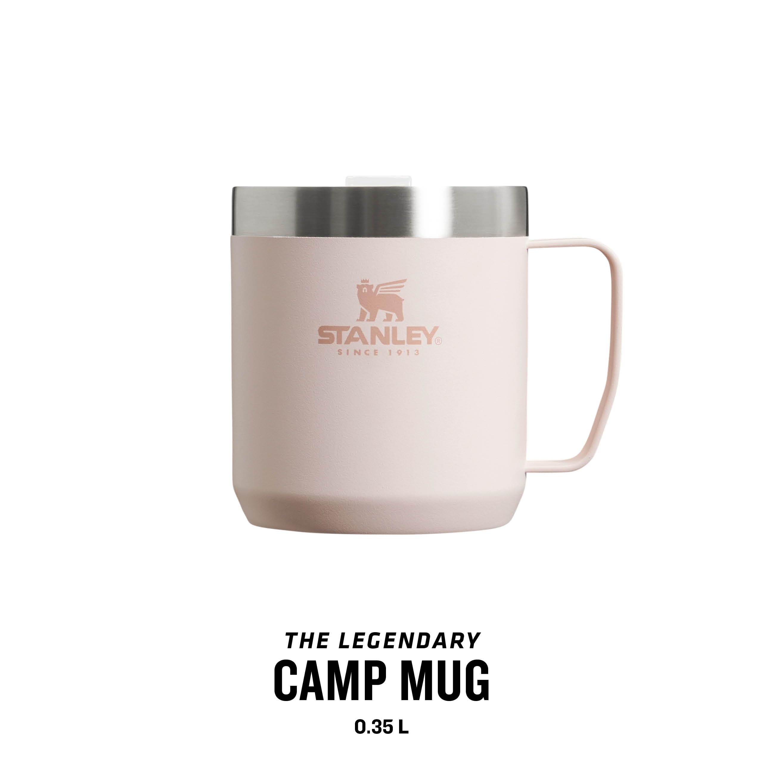 Stanley Classic Legendary Camp Travel Mug 0.35L - Keeps 1.5 Hours Hot - 3 Hours Cold - Dishwasher Safe - Stainless Steel Coffee Cup - BPA-Free - Rose Quartz
