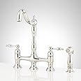 Signature Hardware 954037 Delacour 1.75 GPM Double Handle Bridge Kitchen Faucet with Side Spray - Polished Nickel