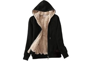 PUWEI Women's Winter Warm Fleece Jackets Thick Sherpa Lined Zip up Hoodies Heavyweight Sweatshirt Coat