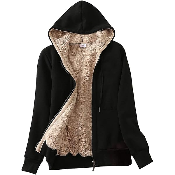 Handyulong Women's Fleece Hoodie - Sherpa Lined Pullover With Pockets, Winter Warm Hooded Sweatshirt