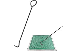 lesolar Manhole Hook Tool 36 Inch Versatile Lifter and Puller for Manhole Covers, Heavy-Duty Hex Alloy Steel Single Hook with Rotated Handle for Moving Storm Drains Septic Tank Lids