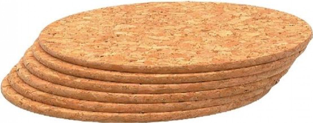 T&G 15034 FSC Certified Cork Round Table Mats/Surface Protectors, Set of 6, D220 x H6mm Brown