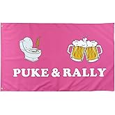 TAKurPIK Puke And Rally Funny Flags Cool Meme Flags Banner 3X5 Ft Room Girls Bedroom College Dorm Guys Indoor Inside Wall Fun Tapestry Hangings Pinky