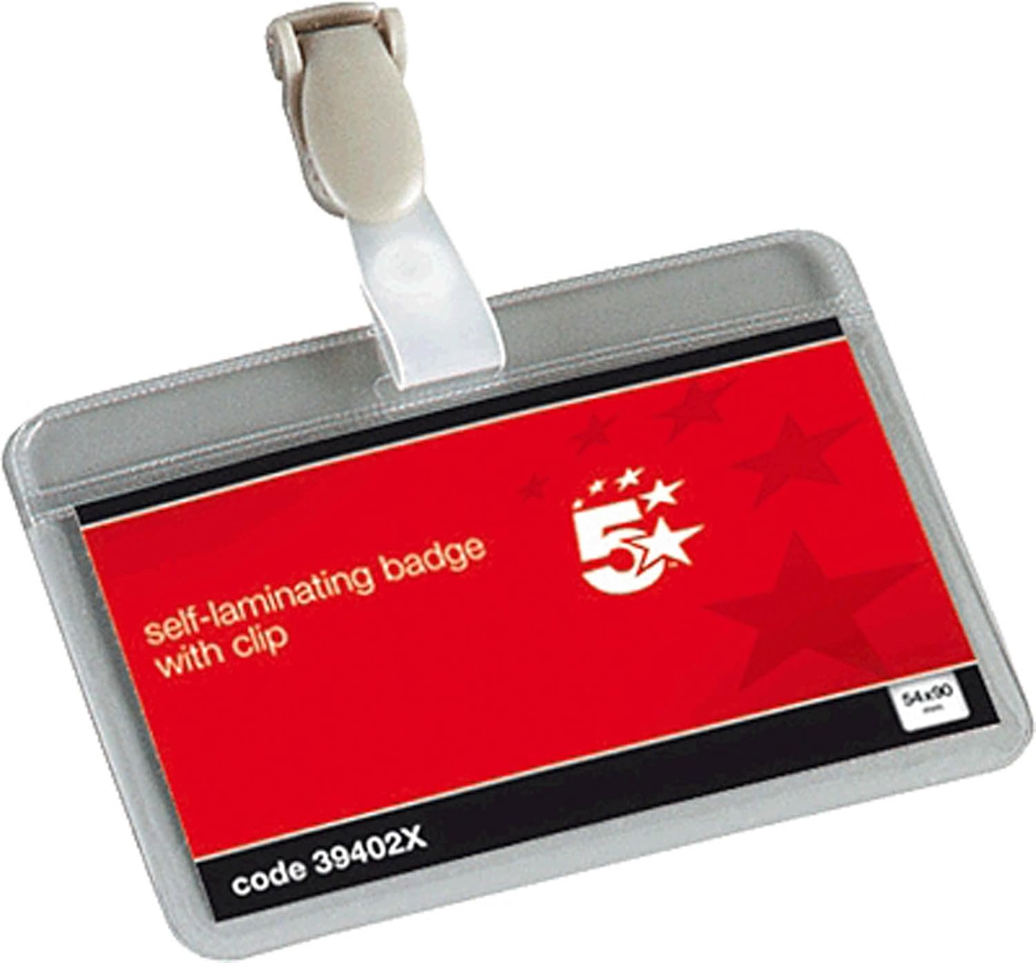 5 Startm 39402X Horizontal Laminated Name Badges, 54 x 90 mm