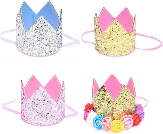 Ogquaton 4 Piezas de Corona de Princesa Tiara, Gorro de cumpleaños para