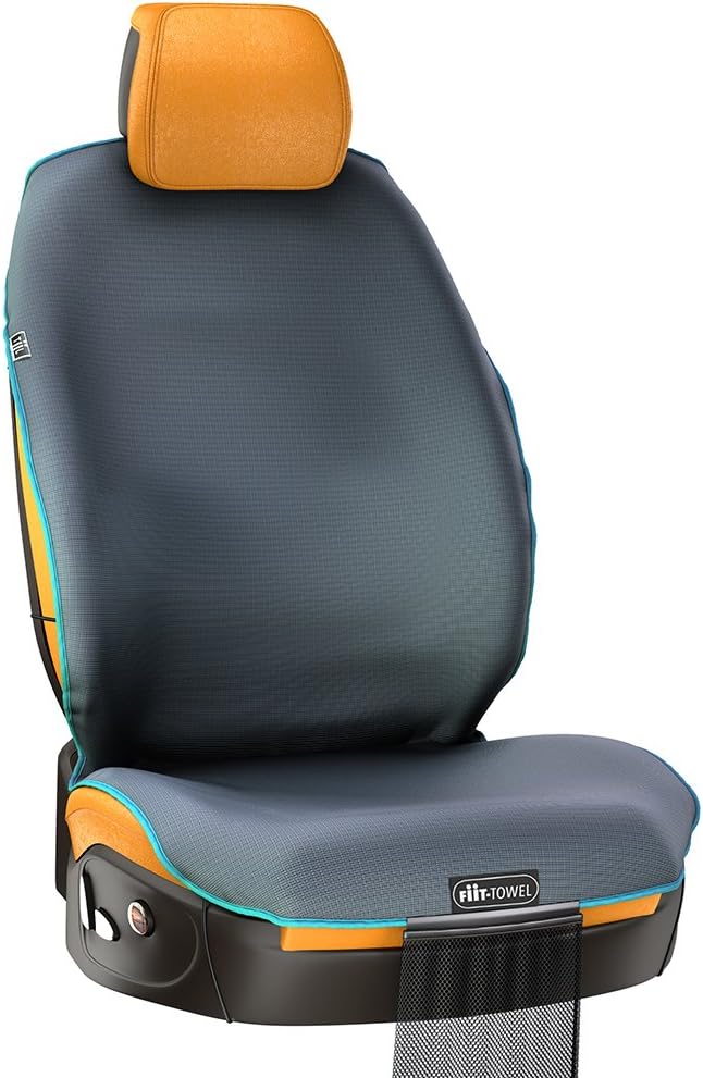 Universal Car Seat Cover, Quick-Dry Microfiber Seat Protector with Storage Bag, Absorbent and Non-Slip, Machine Washable, Fit-Towel by TiiL (Slate Grey)