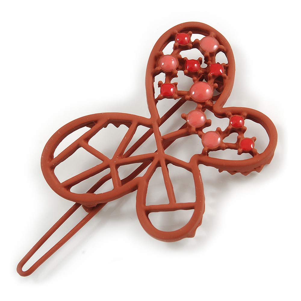 Coral Butterfly Hair Slide/Grip - 50mm Across