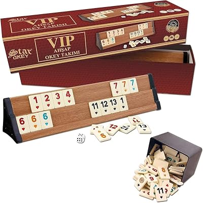Star Premium VIP Okey Takimi Wooden Rummy Set Melamine Tiles 43cm
