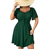 RWJ Women Plus Size Summer Dress Short Sleeve Tie Front Sweetheart Neck Casual Mini Wedding Guest Dresses 2025