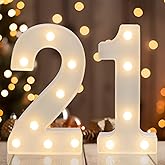 IFDGCTK Decorative Led Light Up Numbers, 21th Birthday Decorations, Warm White Led Numbers Lights, Lighted Marquee Number Sign for Sweet 21th Party Decor