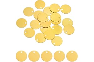 MECCANIXITY Metal Stamping Tags,1 Inch Round Yellow Aluminum Stamping Blanks for Necklace Bracelet Dog Pet ID Jewelry Making 
