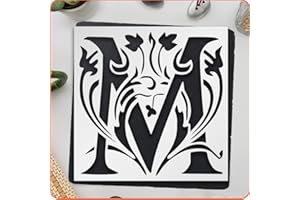 LIONX Floral Monogram “M” Stencil – Reusable Decorative Alphabet Template for Painting on Wood, Paper, Fabric, Walls, Signs & DIY Personalized Crafts