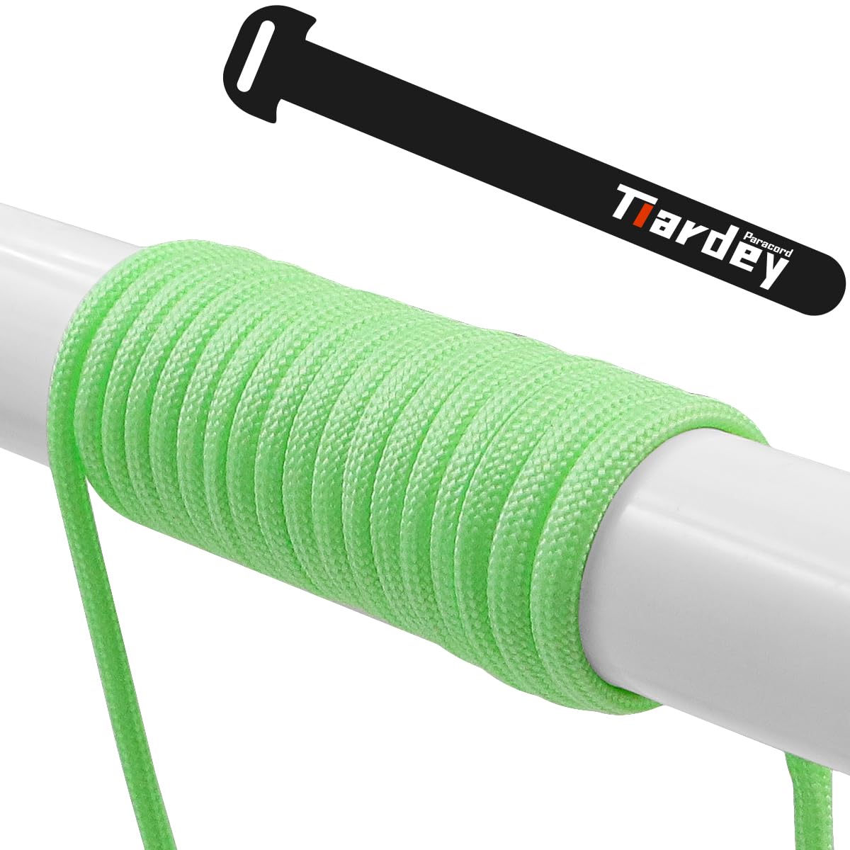 Tiardey PLF-G Luminous Fluorescent Paracord 4mm 100ft (31m) 7 Core Strand,Tear-resistant,Nylon Cord,Mil Spec Type III Paracord,Holds up to 250kg for Outdoor Survival Camping