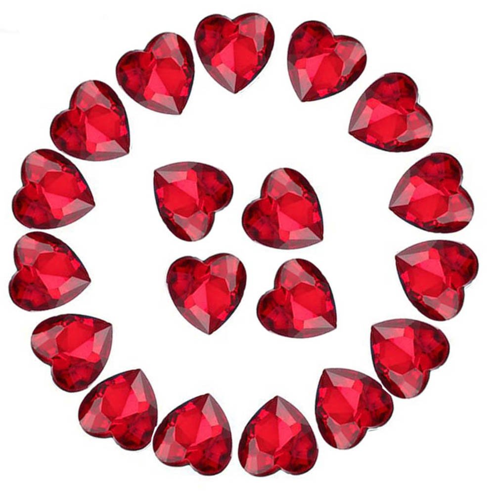 Crystal Rhinestones 50pcs AB Crystals Point Back Heart Glass Rhinestone for DIY Crafts Jewelry Making,12mm,Red