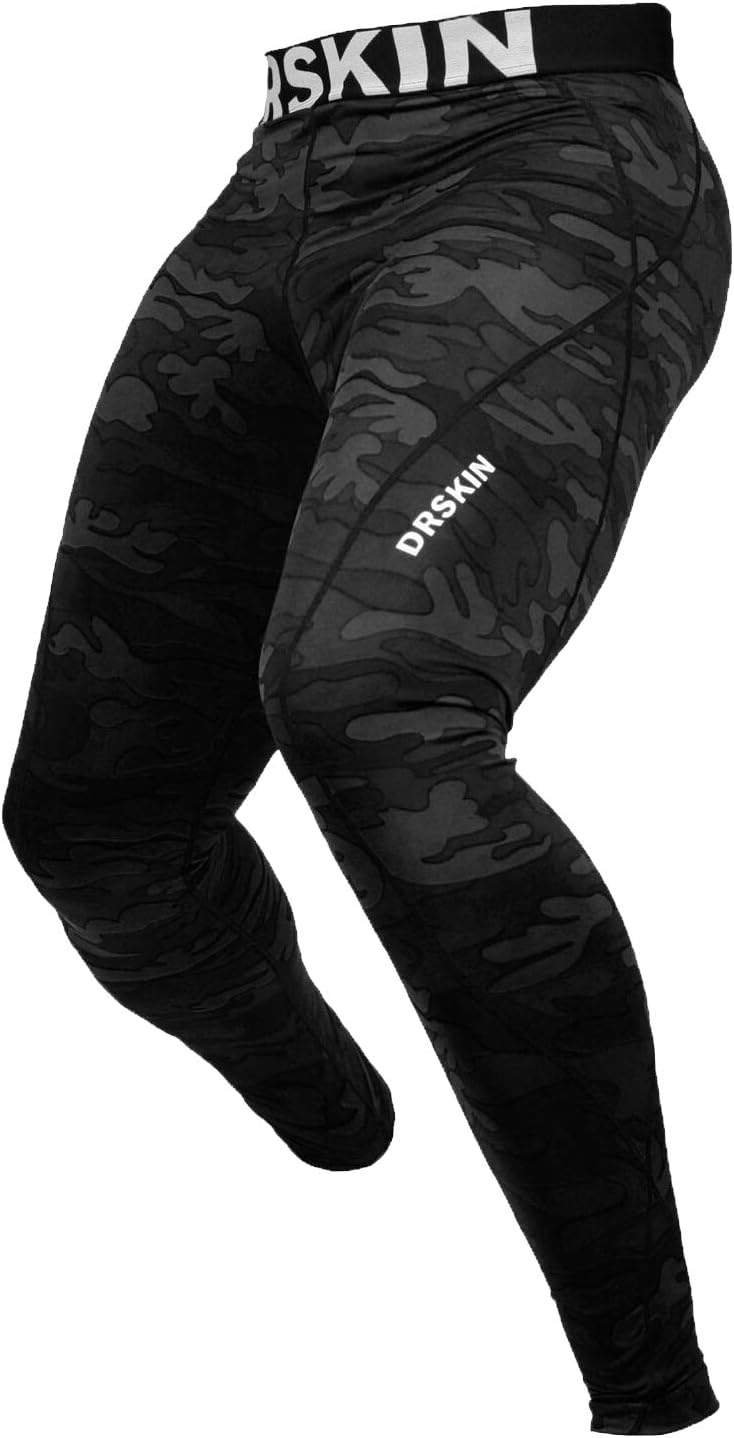 DRSKIN1, 2 or 3 Pack Menââ‚¬â„¢s Compression Pants Dry Cool Sports Baselayer Running Workout Active Tights Leggings Yoga (L, DMBB04) Black