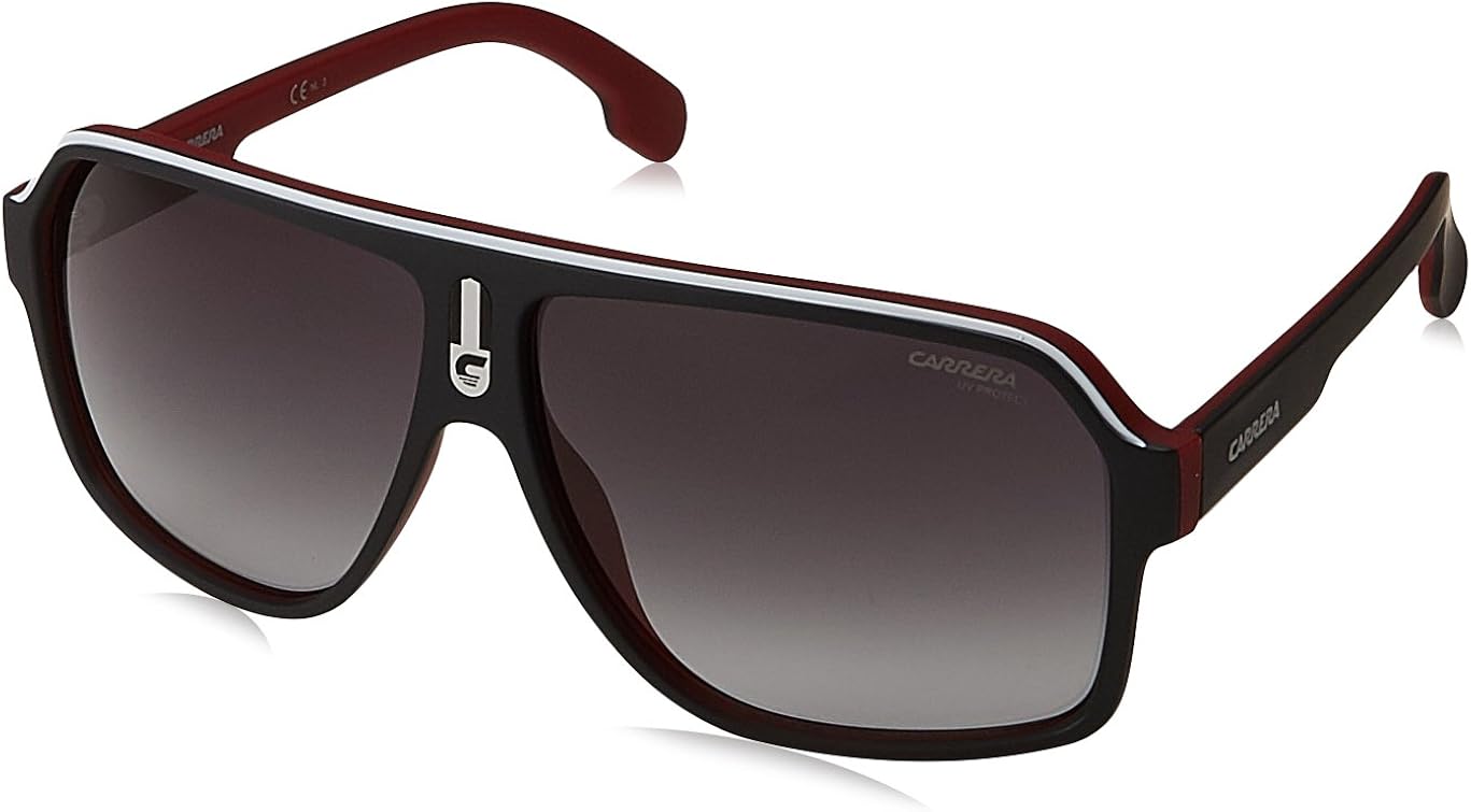 Carrera Men's Ca1001s Aviator Sunglasses MATTE BLACK RED/DARK GRAY