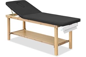 VEICAR Exam Table with Paper Roll Dispenser & Shelf, 27.5" Width Comfortable Medical Exam Table & Bed for Treatment Clincal, Adjustable Back, Hardwood Frame, Low Maintenance and Holds Up to 400 Lbs (BLACK)